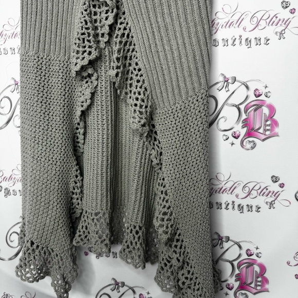 Dress cardigan grey knit crochet knitted buttons flowy waterfall comfy stretchy - Picture 13 of 16